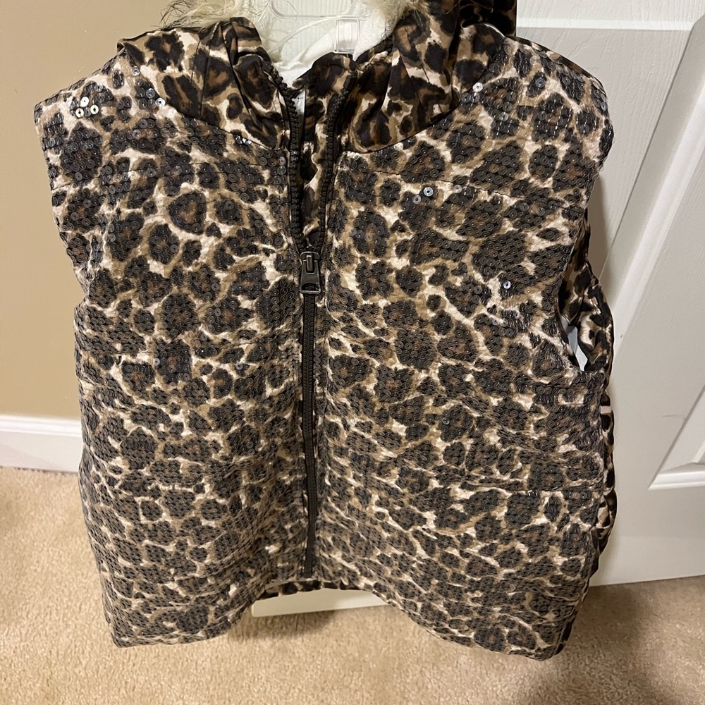 sequence cheetah print vest